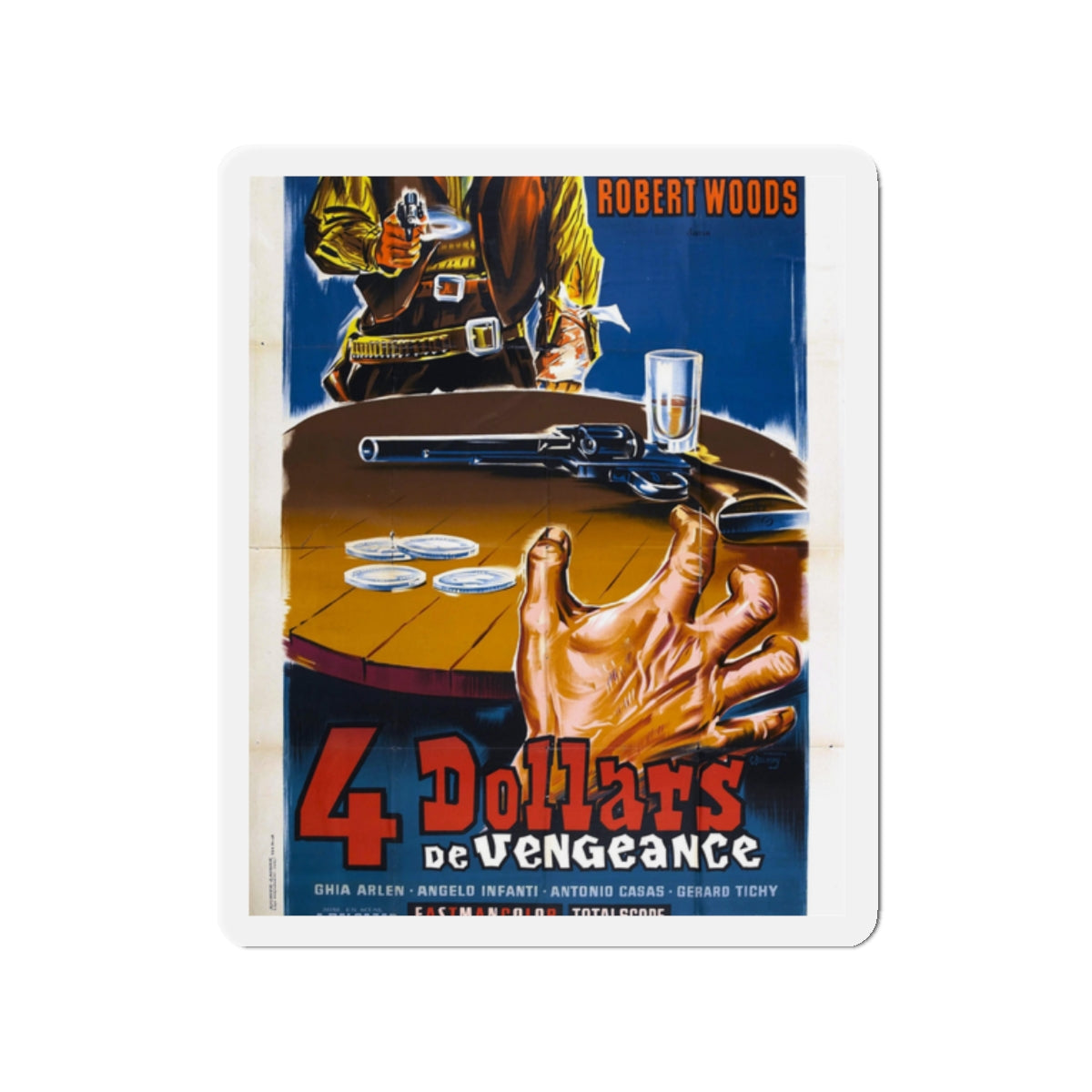 FOUR DOLLARS FOR VENGEANCE 1966 Movie Poster - Die-Cut Magnet-2" x 2"-The Sticker Space