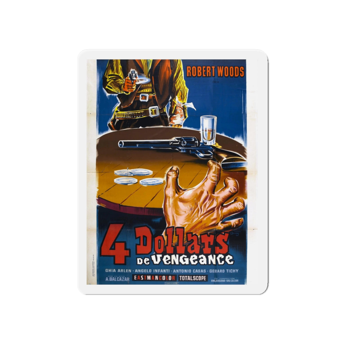 FOUR DOLLARS FOR VENGEANCE 1966 Movie Poster - Die-Cut Magnet-5" x 5"-The Sticker Space