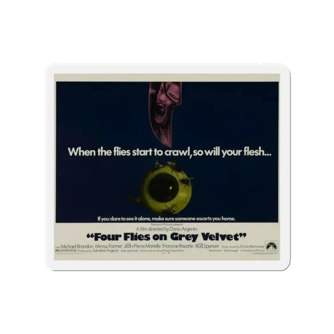 FOUR FLIES ON GREY VELVET 1971 Movie Poster - Refrigerator Magnet 2 Inch - The Sticker Space