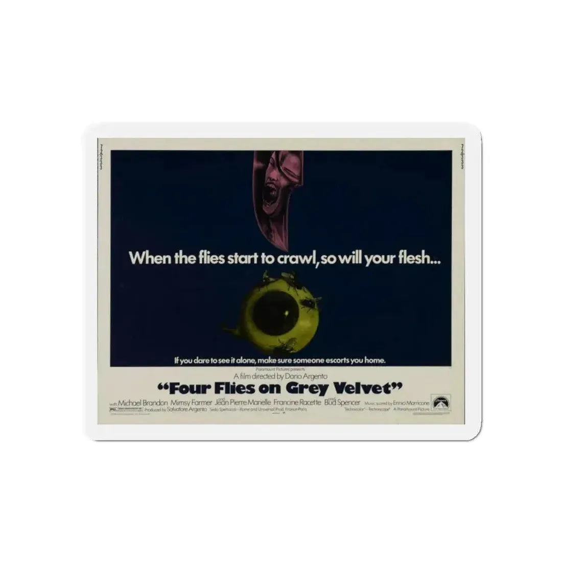 FOUR FLIES ON GREY VELVET 1971 Movie Poster - Refrigerator Magnet 5 Inch - The Sticker Space