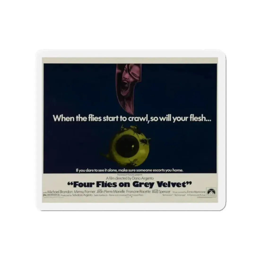 FOUR FLIES ON GREY VELVET 1971 Movie Poster - Refrigerator Magnet - The Sticker Space