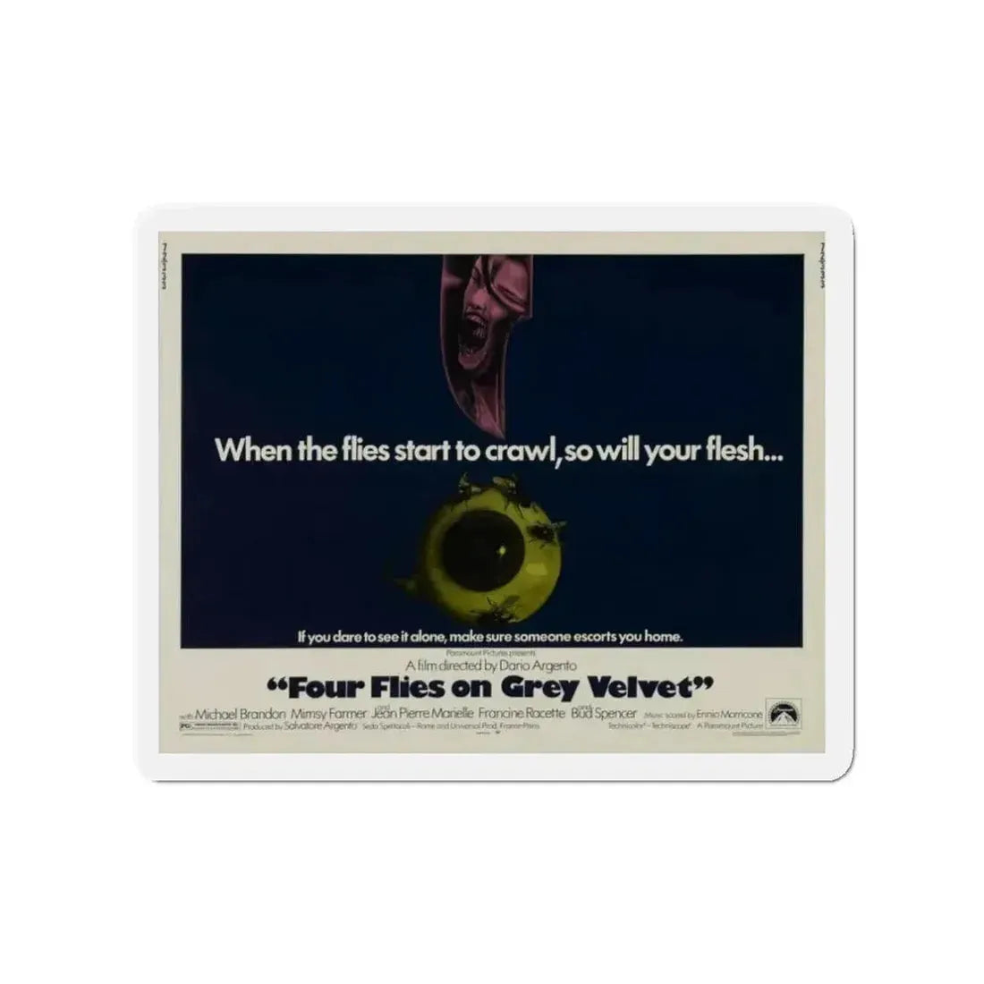 FOUR FLIES ON GREY VELVET 1971 Movie Poster - Refrigerator Magnet - The Sticker Space