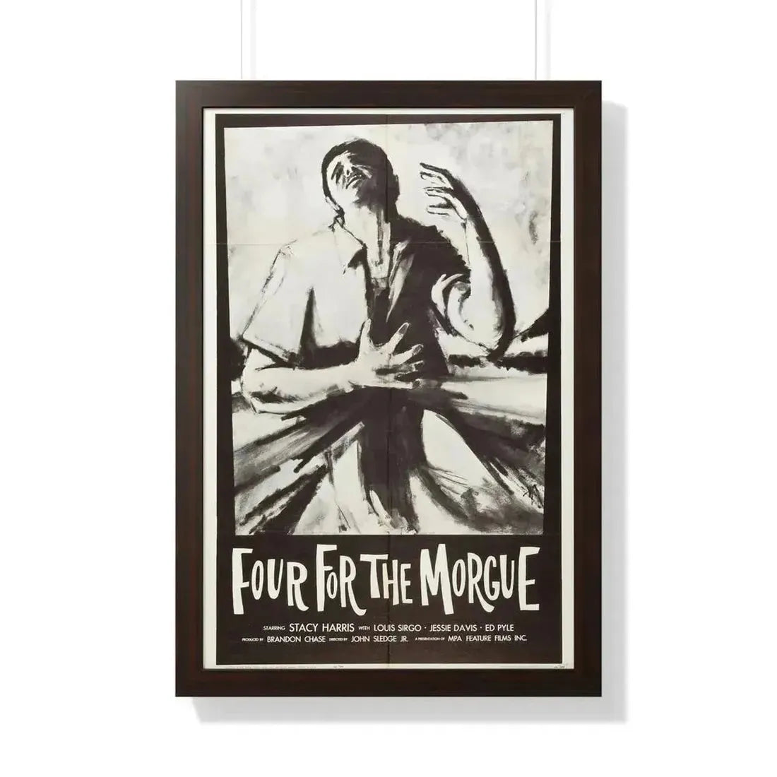 FOUR FOR THE MORGUE 1962 - Framed Movie Poster 20" x 30" Walnut - The Sticker Space
