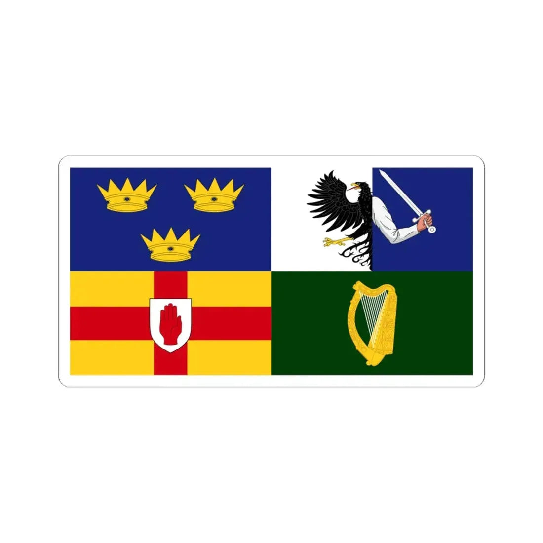 Four Provinces Flag (Ireland) STICKER Vinyl Kiss-Cut Decal 6 Inch White - The Sticker Space