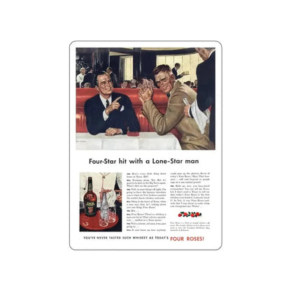 Four Roses ad, Cosmopolitan, December 1942 (Magazine Illustration) STICKER Vinyl Die-Cut Decal - The Sticker Space
