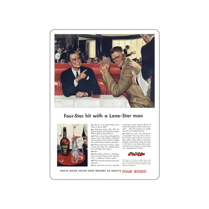 Four Roses ad, Cosmopolitan, December 1942 (Magazine Illustration) STICKER Vinyl Die-Cut Decal White Die-Cut 3 Inch - The Sticker Space