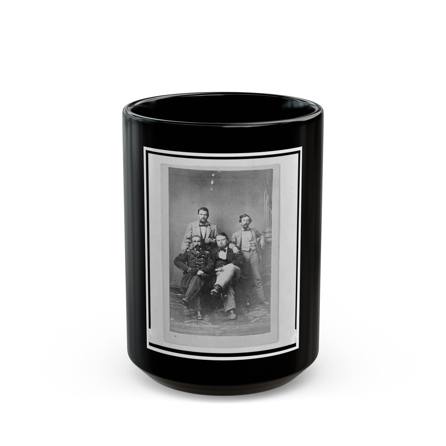 Four Unidentified Men Including At Least One Union Officer, Full-Length Portrait, Seated And Standing, Facing Front (U.S. Civil War) Black Coffee Mug-15oz-The Sticker Space