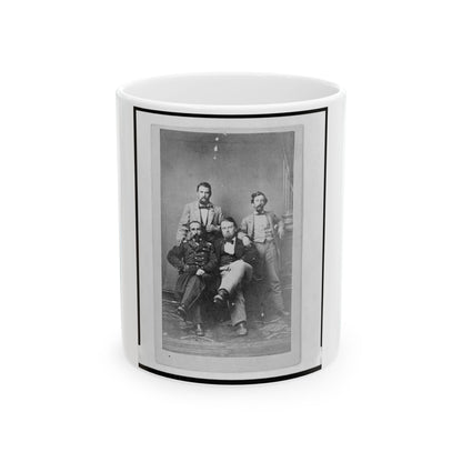 Four Unidentified Men Including At Least One Union Officer, Full-Length Portrait, Seated And Standing, Facing Front (U.S. Civil War) White Coffee Mug