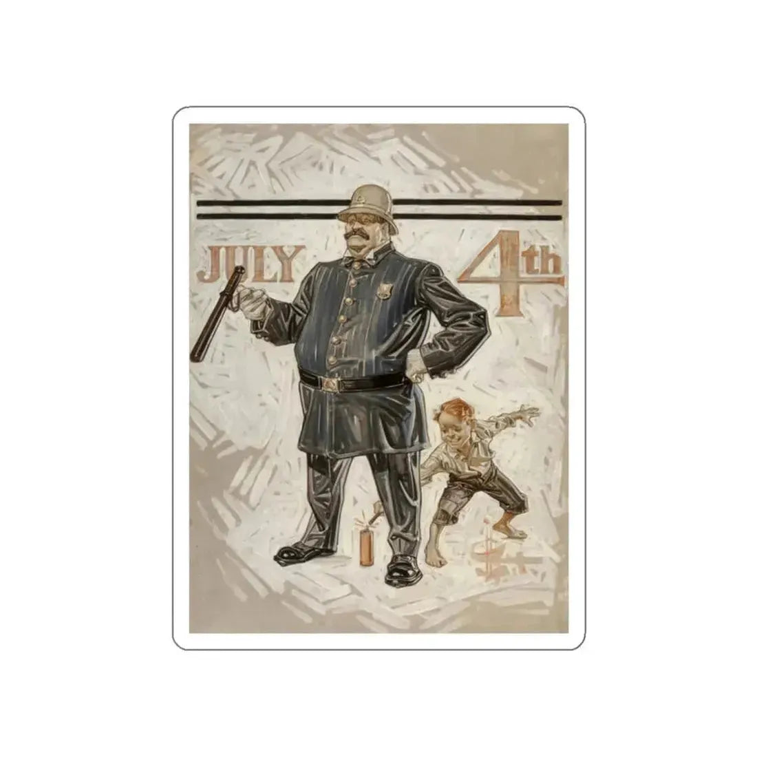 Fourth of July, The Saturday Evening Post, July 1, 1911 (Magazine Illustration) STICKER Vinyl Die-Cut Decal White Die-Cut 2 Inch - The Sticker Space