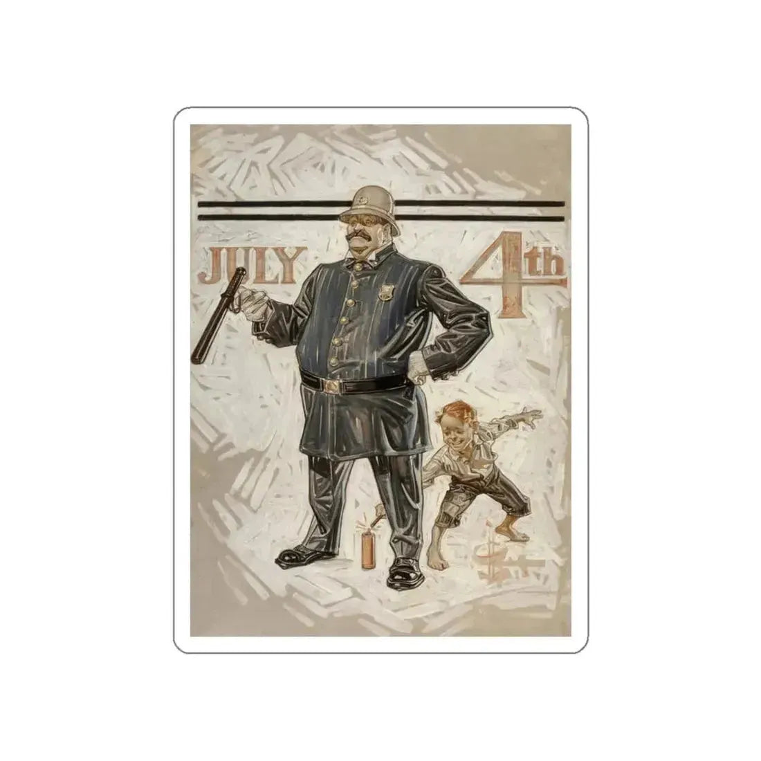 Fourth of July, The Saturday Evening Post, July 1, 1911 (Magazine Illustration) STICKER Vinyl Die-Cut Decal White Die-Cut 3 Inch - The Sticker Space