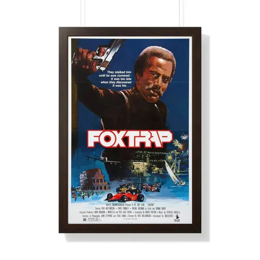 FOXTRAP 1986 - Framed Movie Poster 20" x 30" Walnut - The Sticker Space