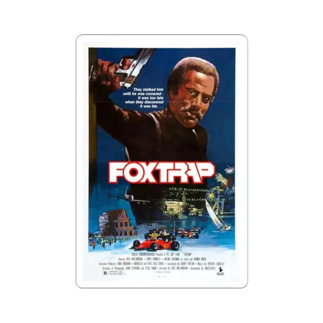 FOXTRAP 1986 Movie Poster - STICKER Vinyl Kiss-Cut Decal 2 Inch White - The Sticker Space