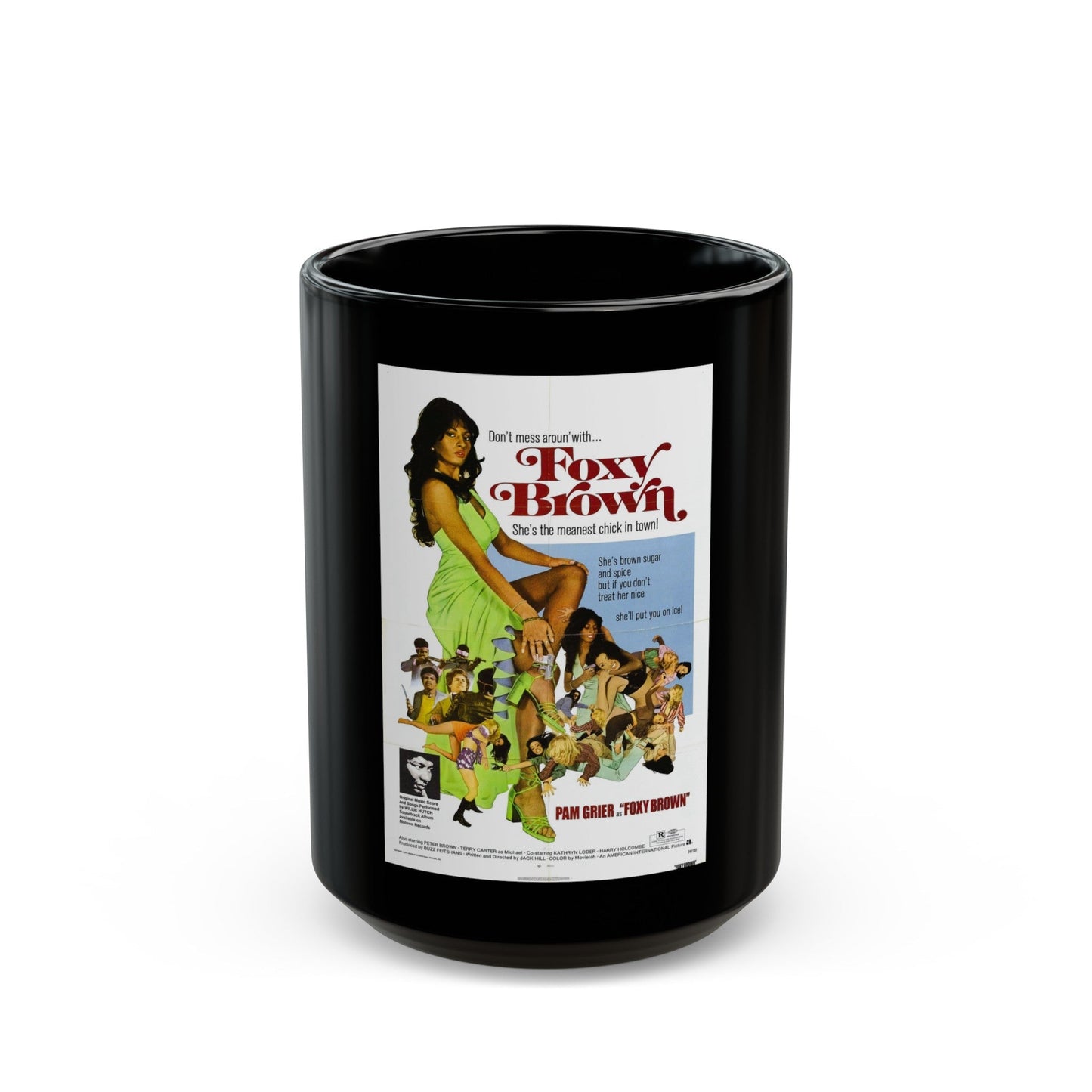 FOXY BROWN 1974 Movie Poster - Black Coffee Mug-15oz-The Sticker Space