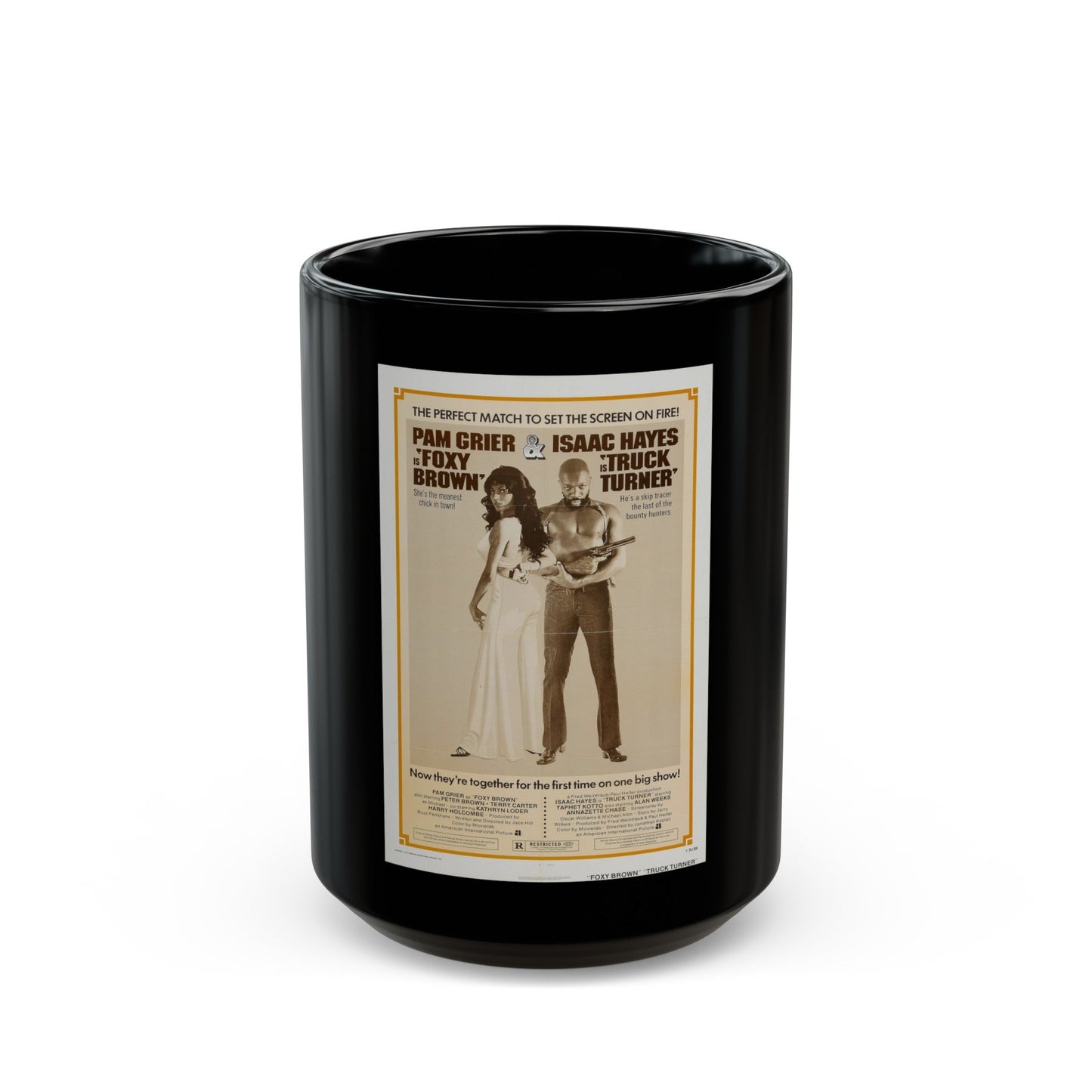 FOXY BROWN + TRUCK TURNER 1974 Movie Poster - Black Coffee Mug-15oz-The Sticker Space