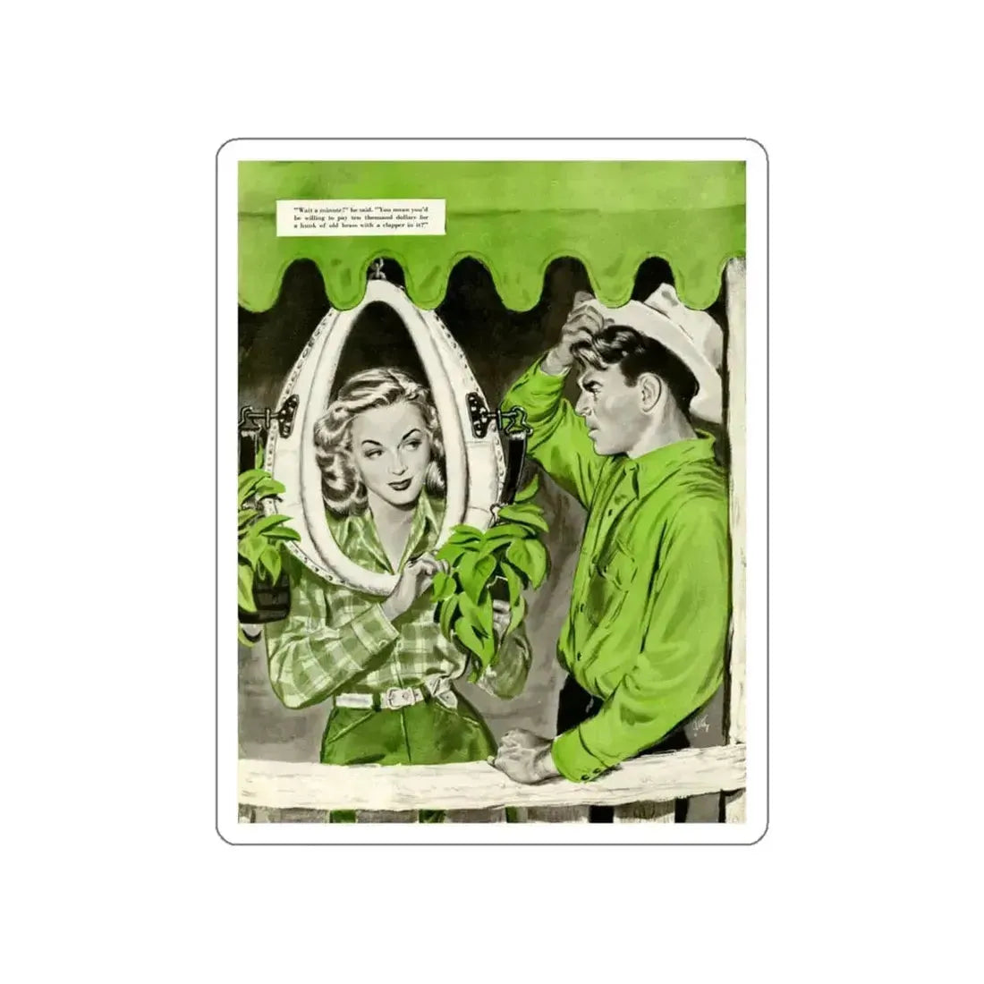 Frame For A Beauty, 1946 (Magazine Illustration) STICKER Vinyl Die-Cut Decal White Die-Cut 3 Inch - The Sticker Space
