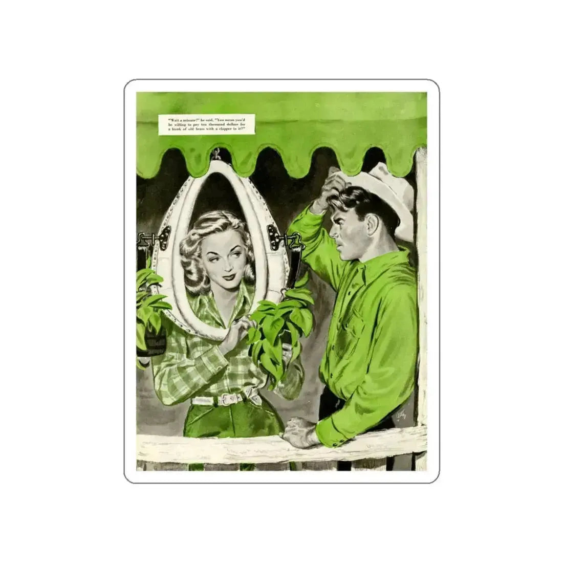 Frame For A Beauty, 1946 (Magazine Illustration) STICKER Vinyl Die-Cut Decal White Die-Cut 5 Inch - The Sticker Space