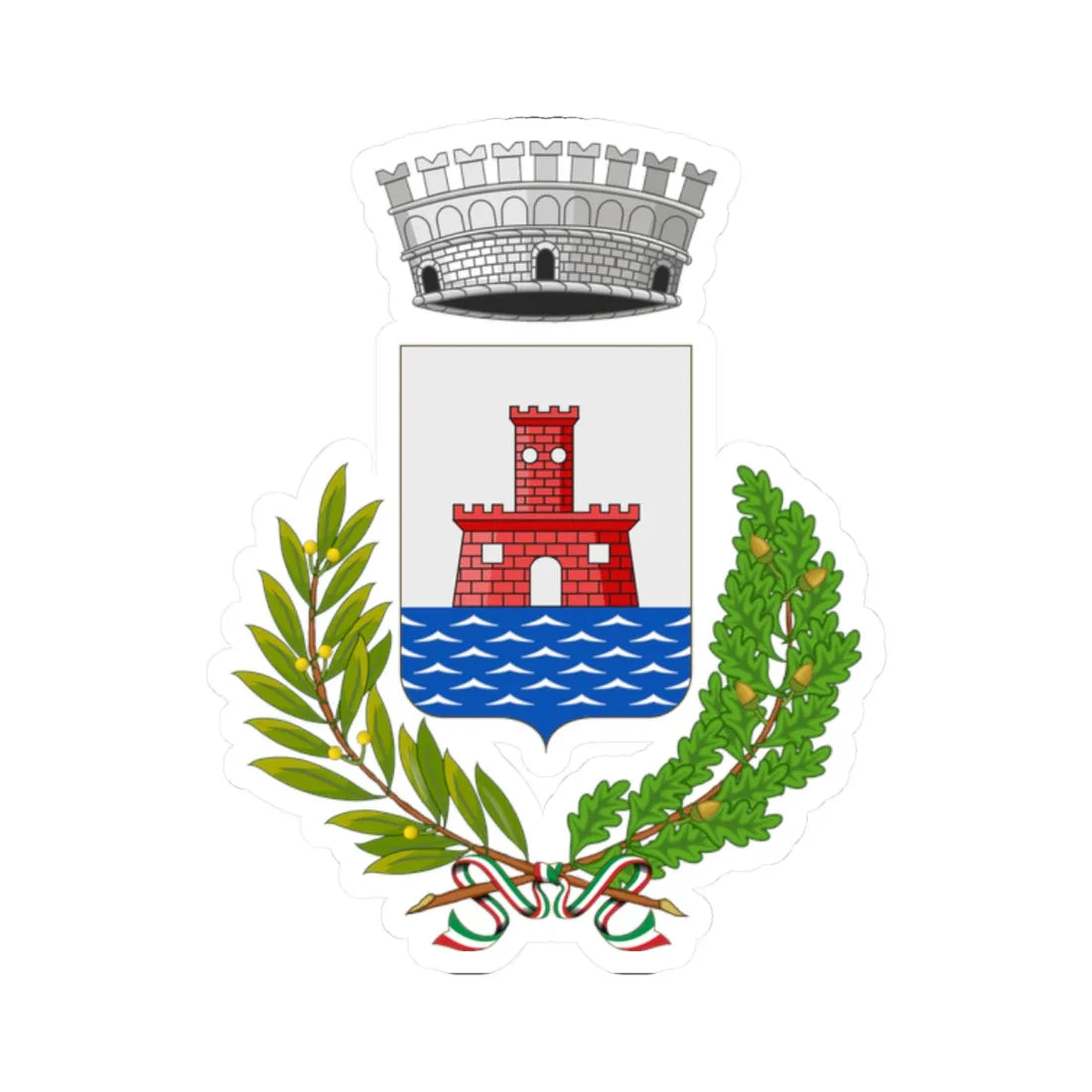 Francavilla Angitola-Stemma (Italy) (Coat of Arms) STICKER Vinyl Kiss-Cut Decal 2 Inch White - The Sticker Space