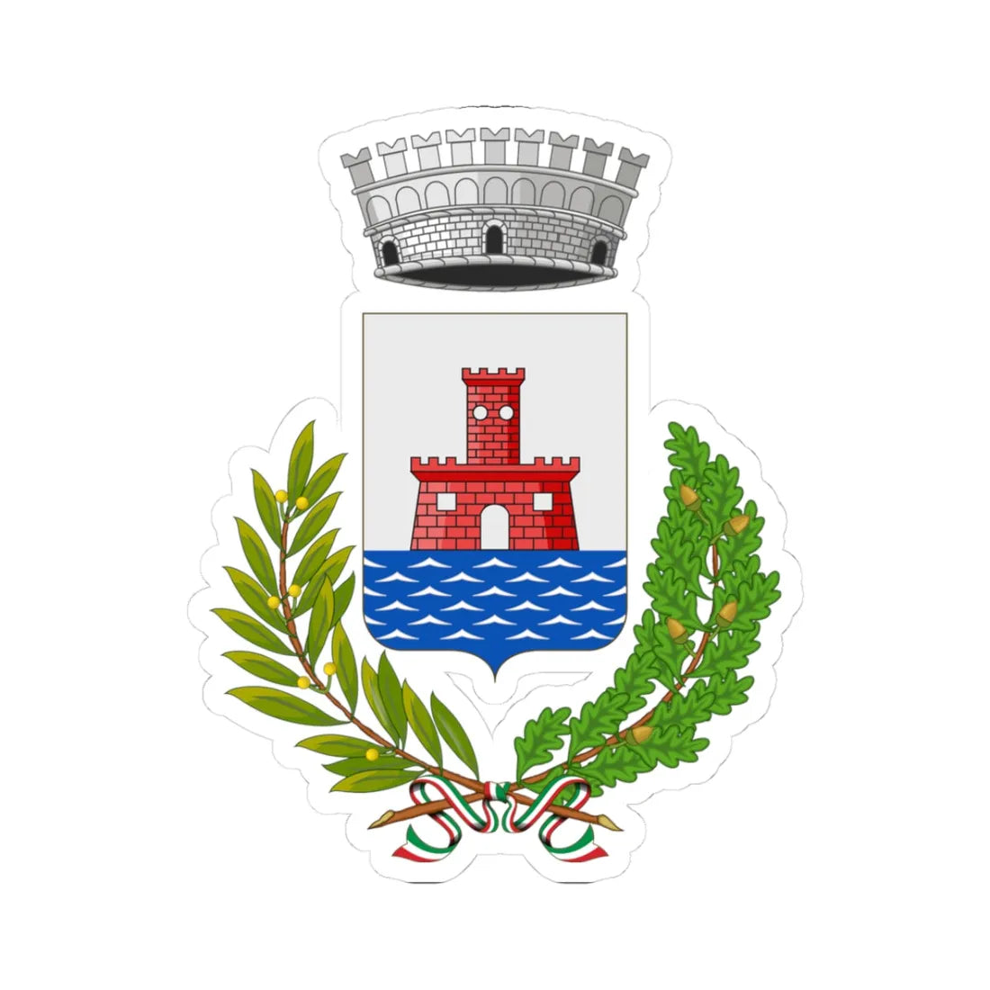 Francavilla Angitola-Stemma (Italy) (Coat of Arms) STICKER Vinyl Kiss-Cut Decal 3 Inch White - The Sticker Space