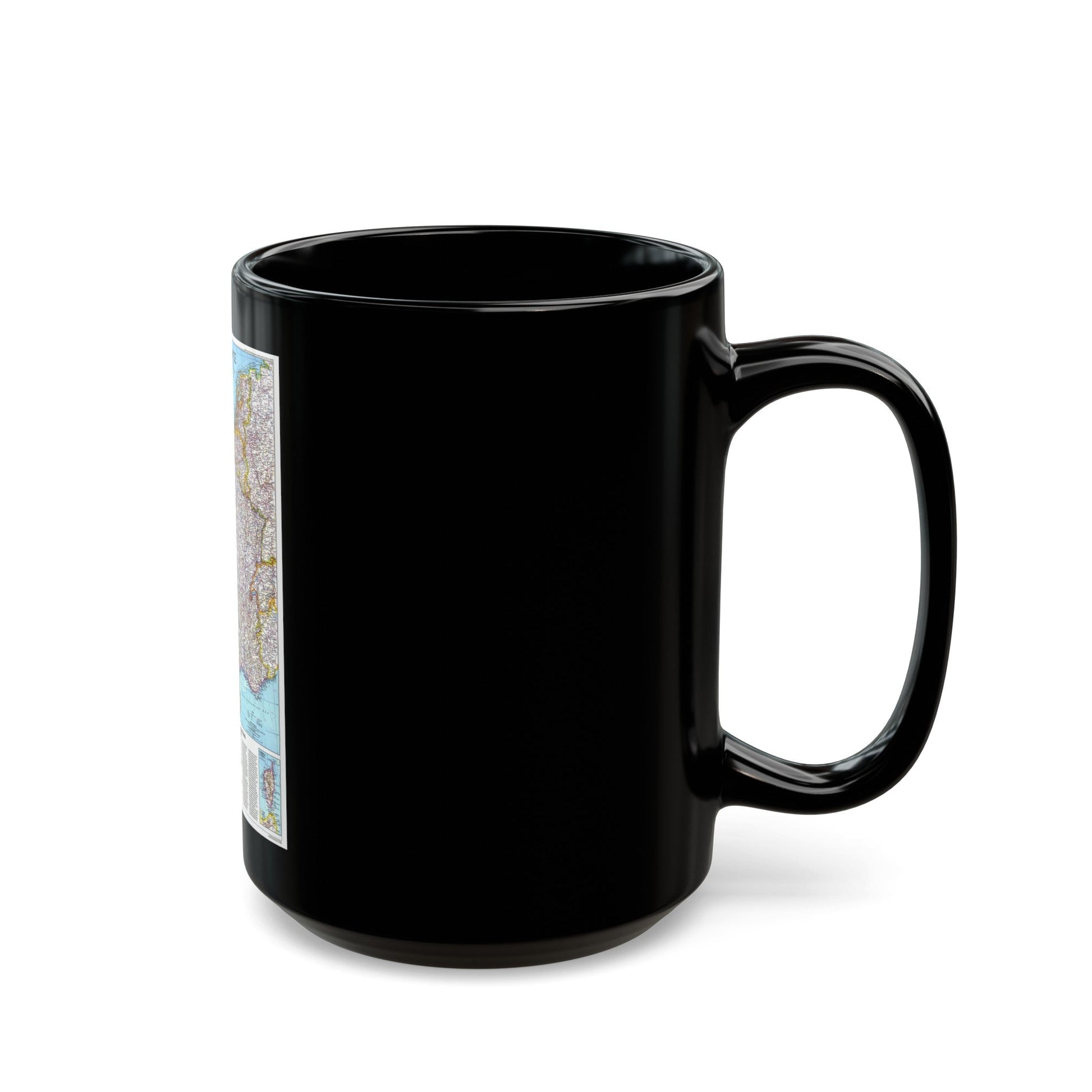 France (1989) (Map) Black Coffee Mug-The Sticker Space