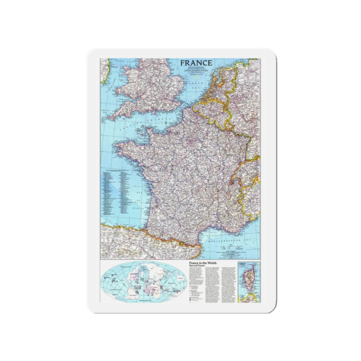 France (1989) (Map) Refrigerator Magnet-2" x 2"-The Sticker Space