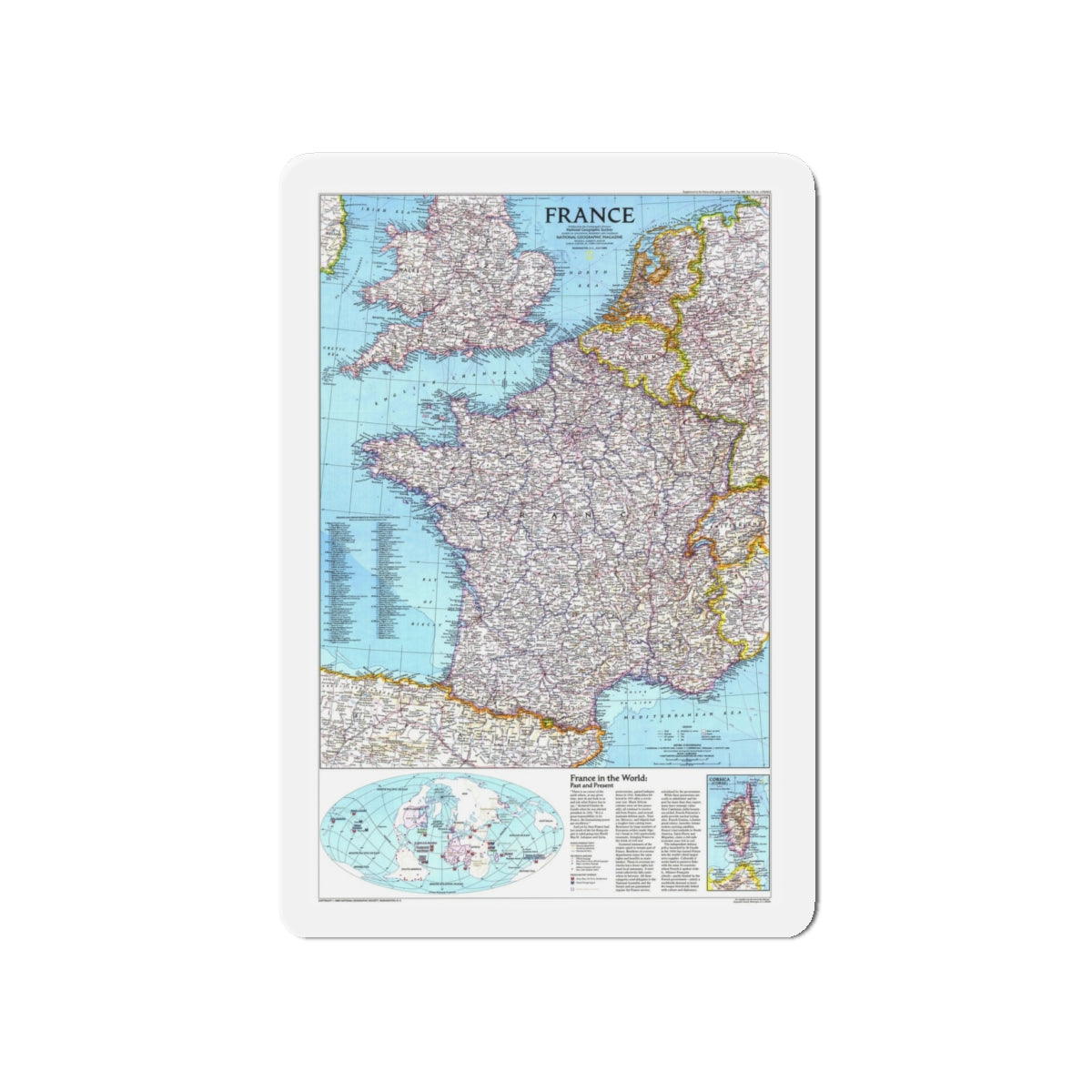 France (1989) (Map) Refrigerator Magnet-4" x 4"-The Sticker Space