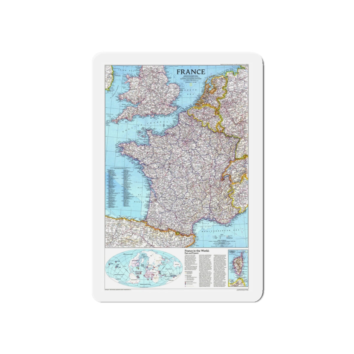 France (1989) (Map) Refrigerator Magnet-5" x 5"-The Sticker Space