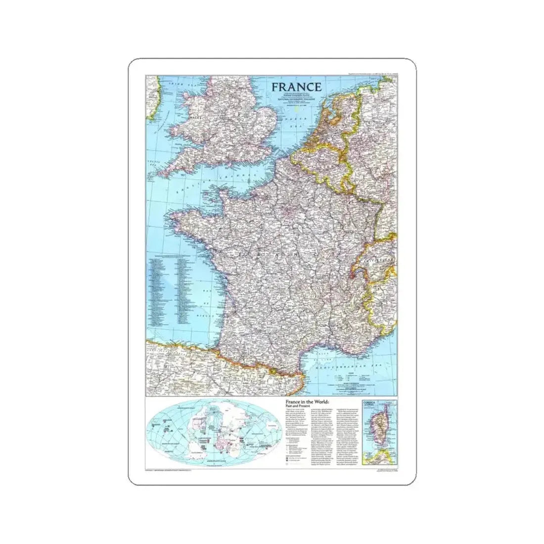France (1989) (Map) STICKER Vinyl Kiss-Cut Decal 4 Inch White - The Sticker Space