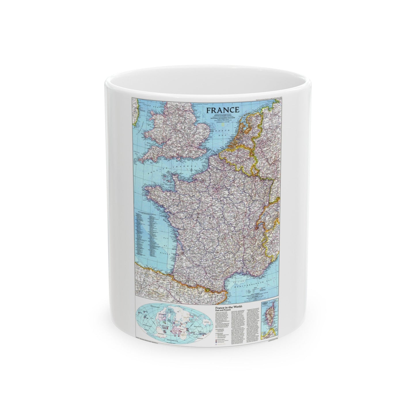 France (1989) (Map) White Coffee Mug-11oz-The Sticker Space