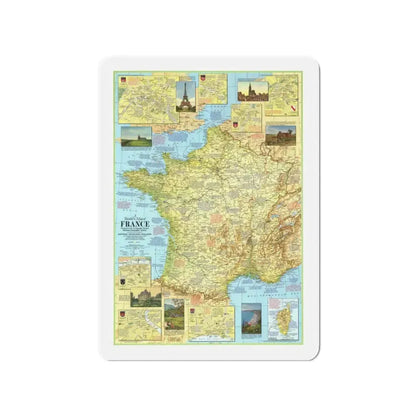 France - A Traveller's Map 1 (1971) (Map) Refrigerator Magnet 3 Inch - The Sticker Space