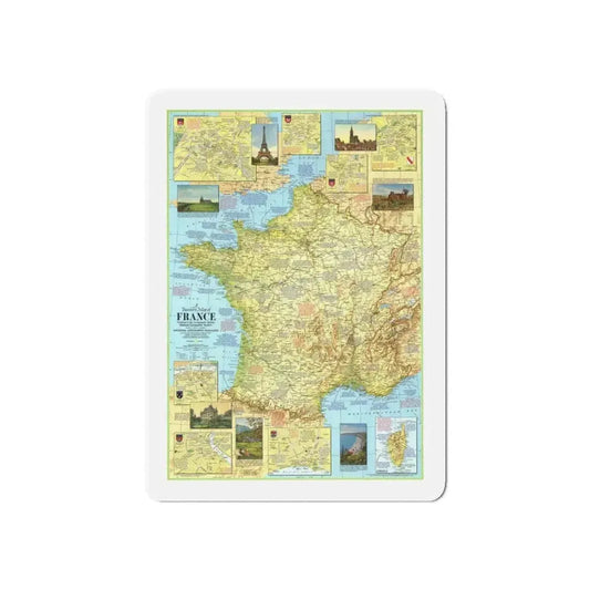 France - A Traveller's Map 1 (1971) (Map) Refrigerator Magnet 6 Inch - The Sticker Space