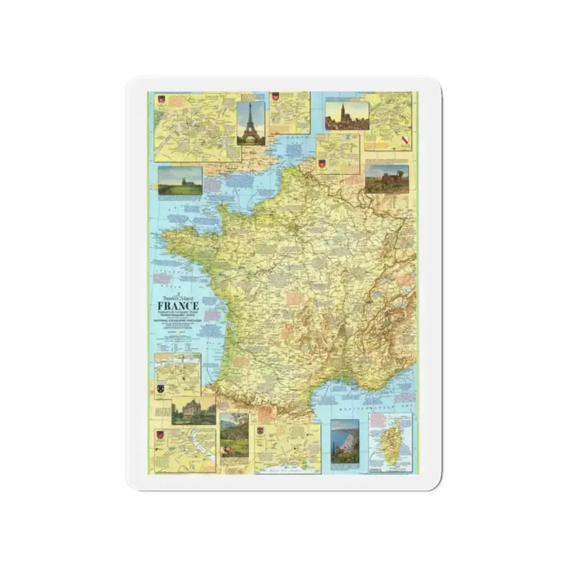 France - A Traveller's Map 1 (1971) (Map) Refrigerator Magnet - The Sticker Space