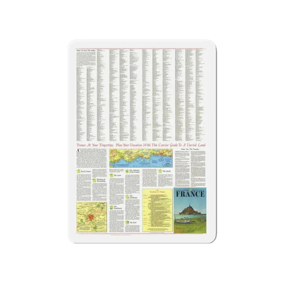 France - A Traveller's Map 2 (1971) (Map) Refrigerator Magnet 4 Inch - The Sticker Space