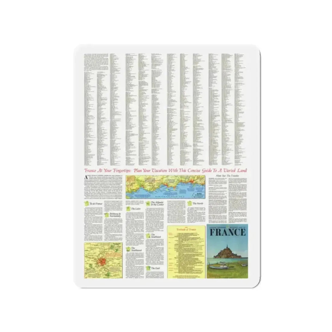 France - A Traveller's Map 2 (1971) (Map) Refrigerator Magnet - The Sticker Space