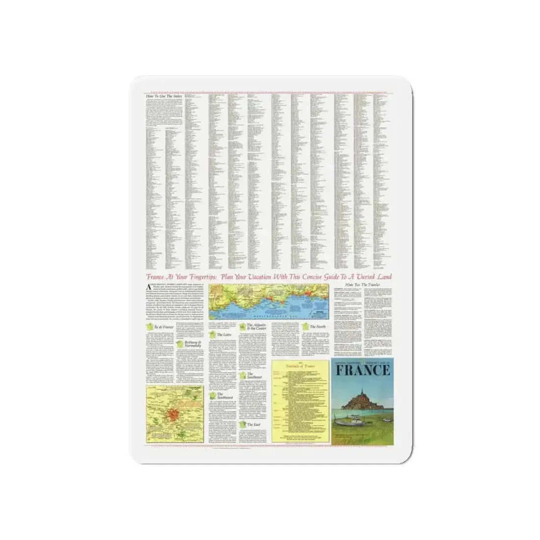 France - A Traveller's Map 2 (1971) (Map) Refrigerator Magnet - The Sticker Space