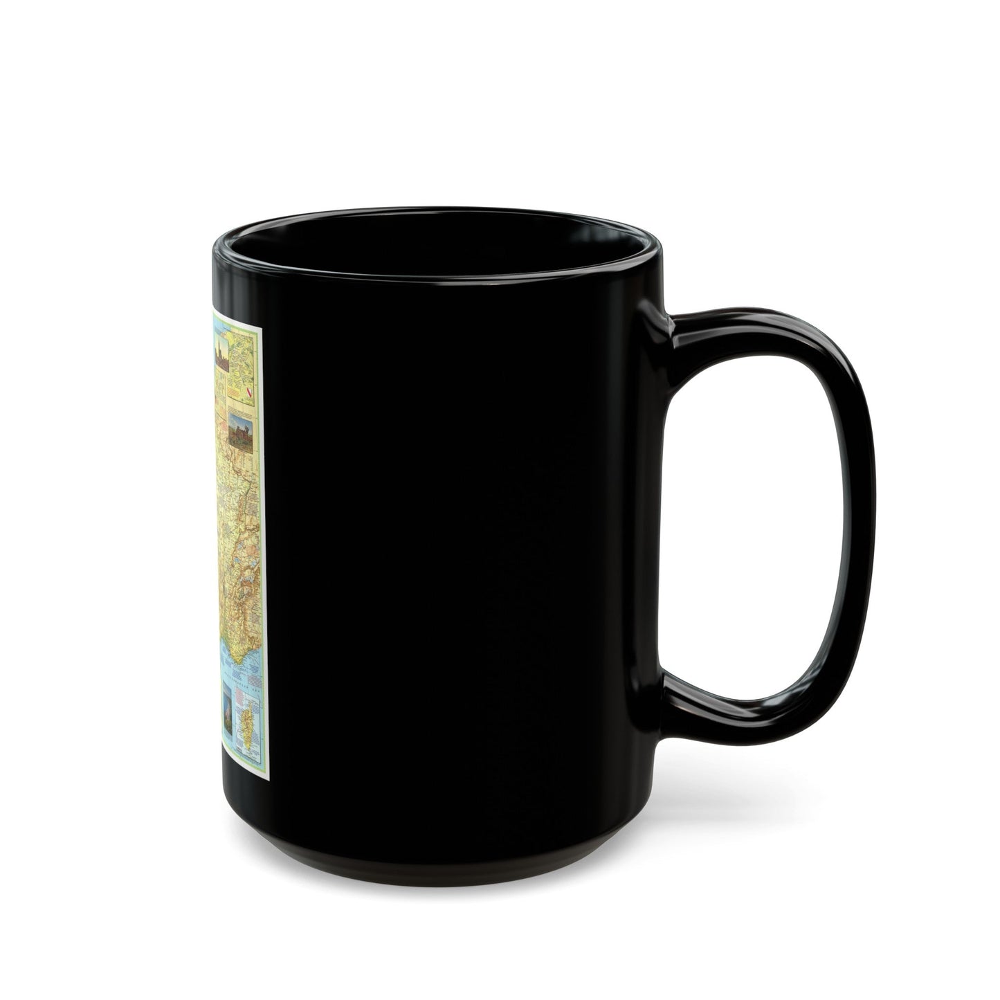 France - A Traveller's Map 1 (1971) (Map) Black Coffee Mug-The Sticker Space