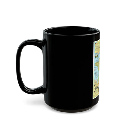 France - A Traveller's Map 1 (1971) (Map) Black Coffee Mug-The Sticker Space