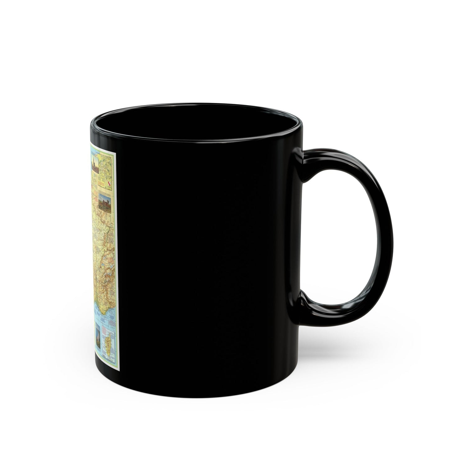 France - A Traveller's Map 1 (1971) (Map) Black Coffee Mug-The Sticker Space