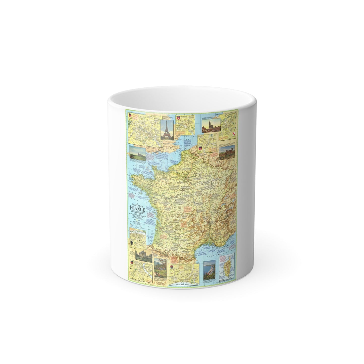 France - A Traveller's Map 1 (1971) (Map) Color Changing Mug 11oz-11oz-The Sticker Space