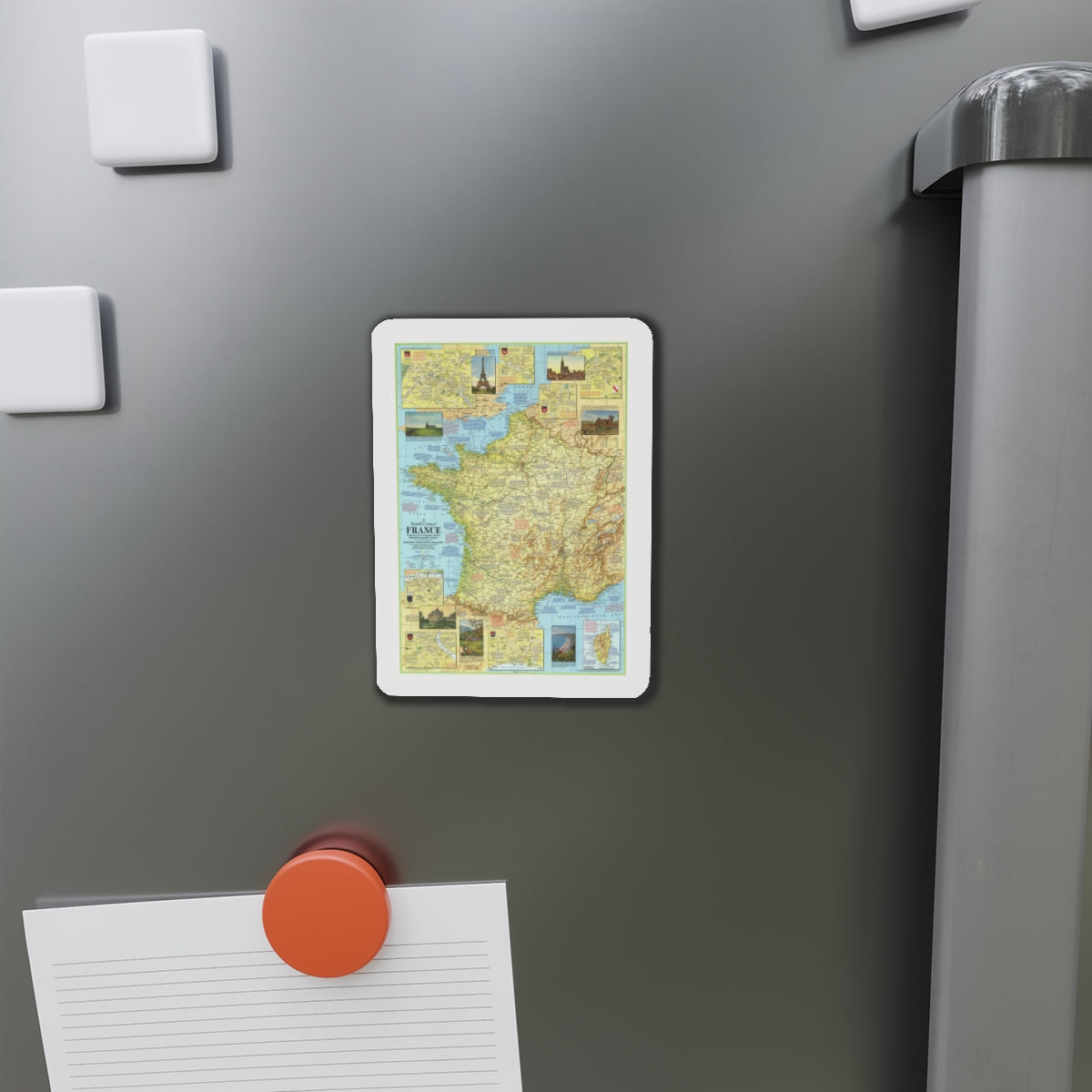 France - A Traveller's Map 1 (1971) (Map) Refrigerator Magnet-The Sticker Space