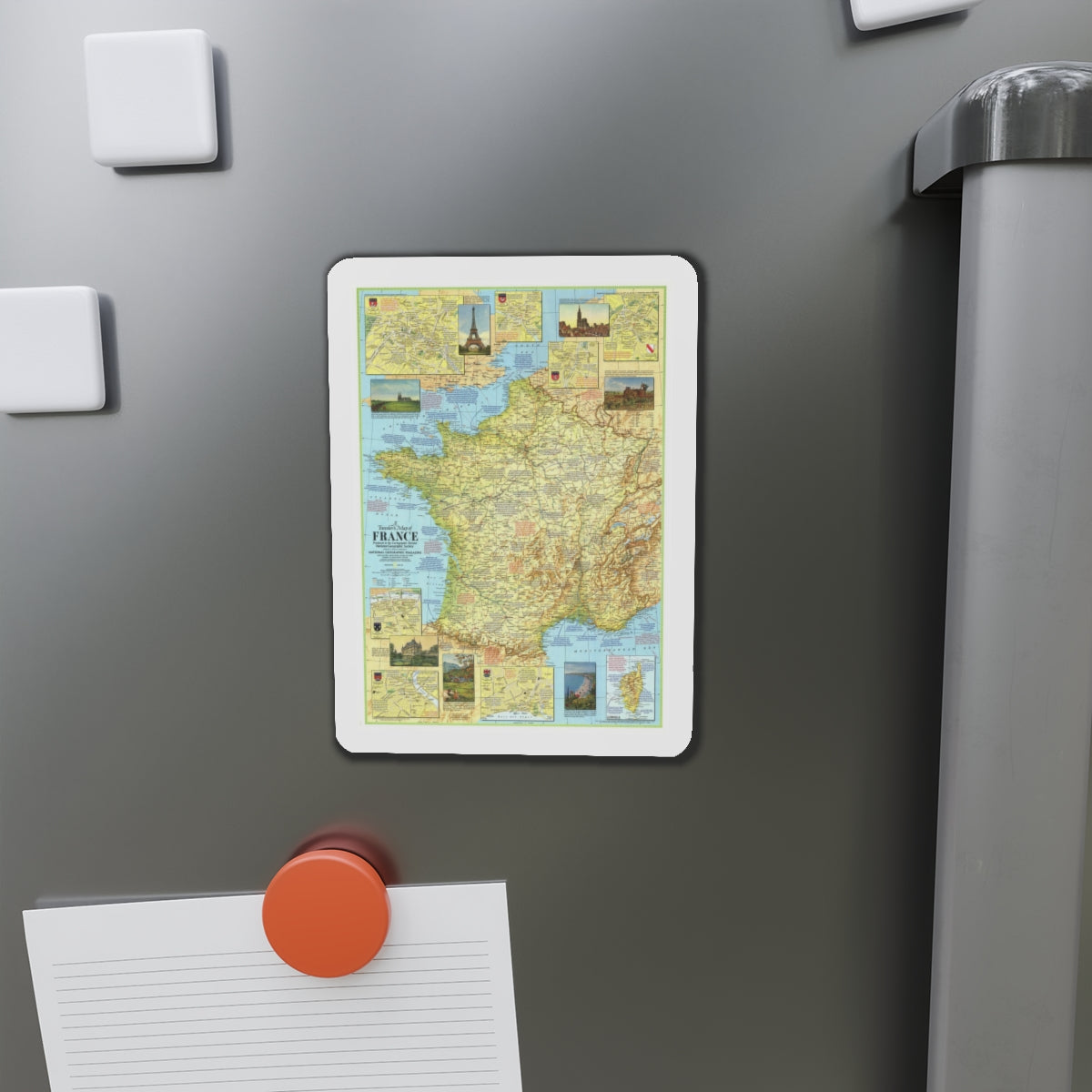 France - A Traveller's Map 1 (1971) (Map) Refrigerator Magnet-The Sticker Space