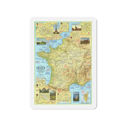 France - A Traveller's Map 1 (1971) (Map) Refrigerator Magnet-3" x 3"-The Sticker Space