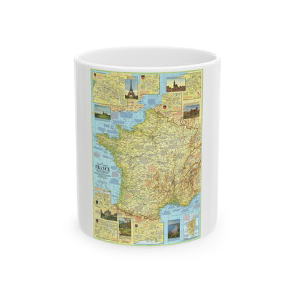 France - A Traveller's Map 1 (1971) (Map) White Coffee Mug-11oz-The Sticker Space