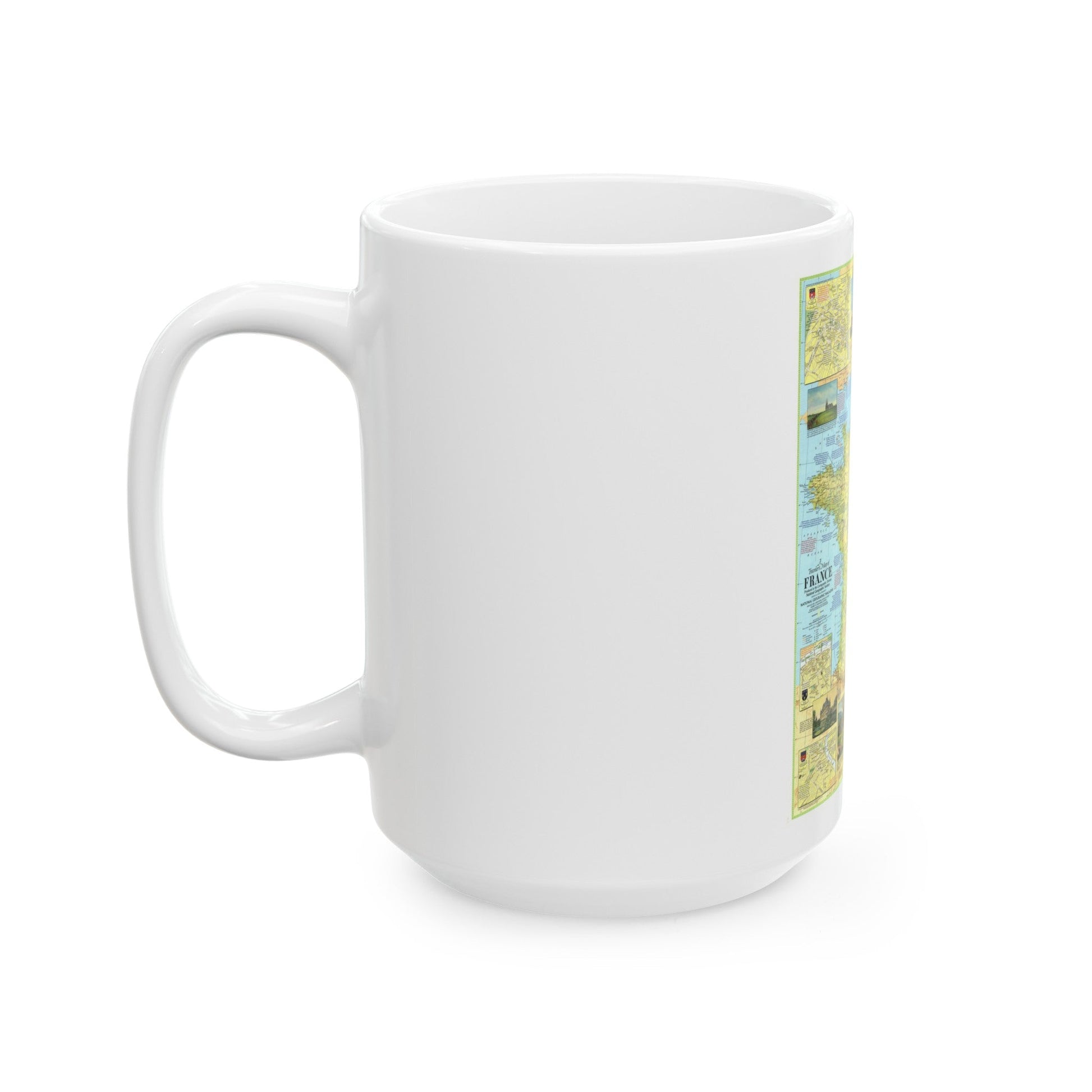 France - A Traveller's Map 1 (1971) (Map) White Coffee Mug-The Sticker Space