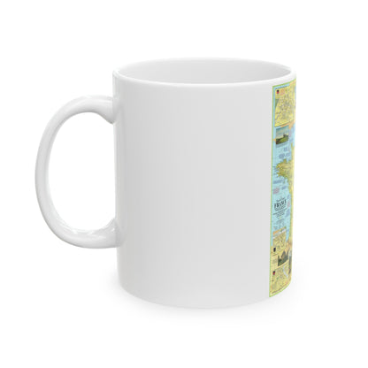 France - A Traveller's Map 1 (1971) (Map) White Coffee Mug-The Sticker Space