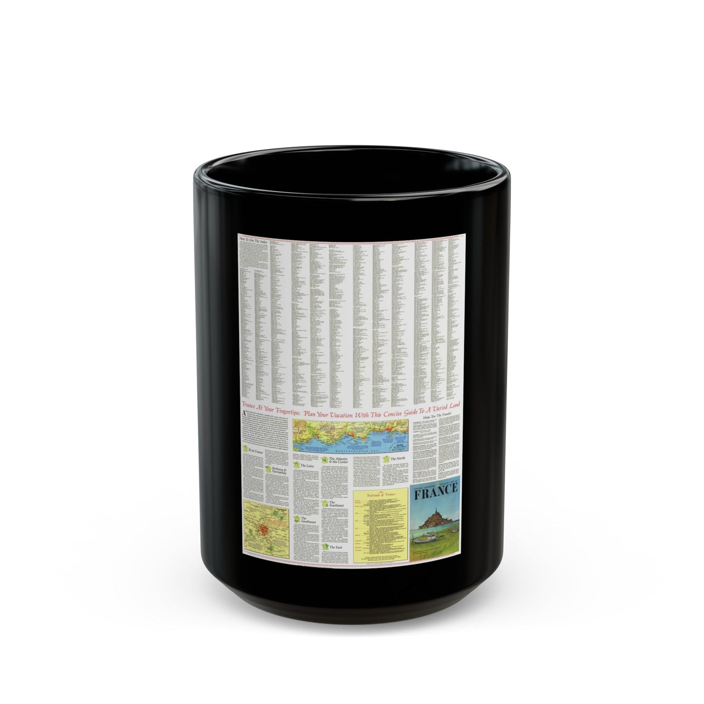 France - A Traveller's Map 2 (1971) (Map) Black Coffee Mug-15oz-The Sticker Space