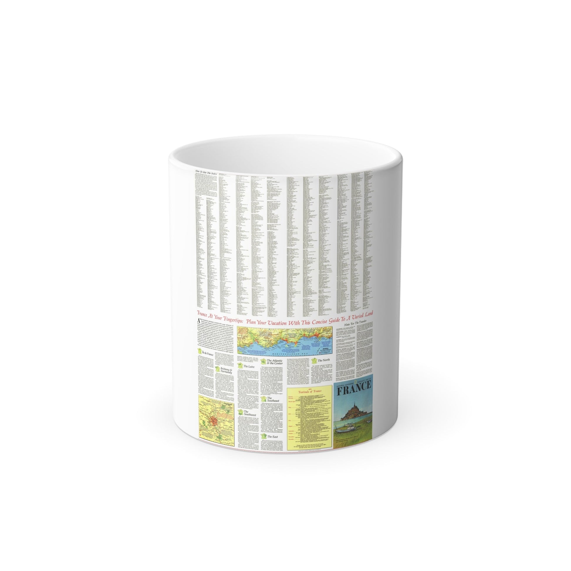 France - A Traveller's Map 2 (1971) (Map) Color Changing Mug 11oz-11oz-The Sticker Space