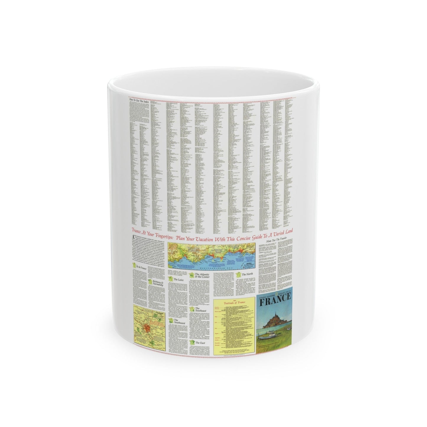 France - A Traveller's Map 2 (1971) (Map) White Coffee Mug-11oz-The Sticker Space