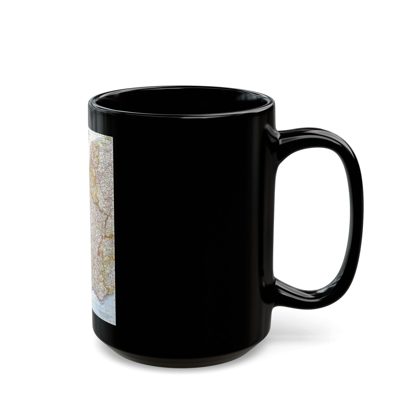 France, Belgium, and the Netherlands (1960) (Map) Black Coffee Mug-The Sticker Space