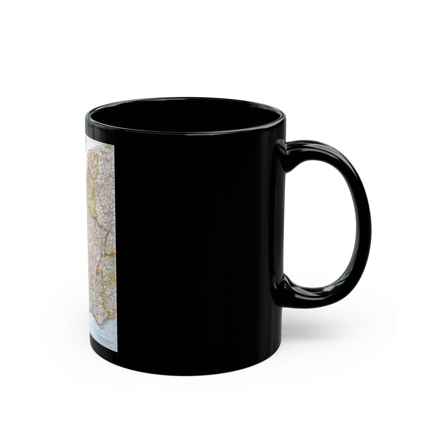 France, Belgium, and the Netherlands (1960) (Map) Black Coffee Mug-The Sticker Space