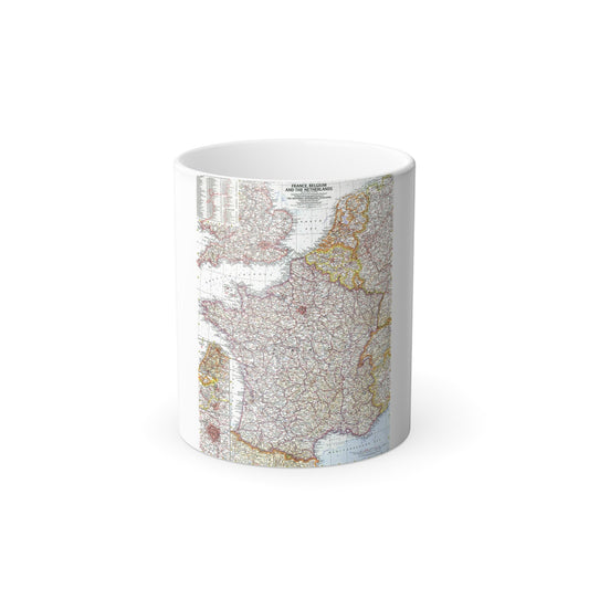 France, Belgium, and the Netherlands (1960) (Map) Color Changing Mug 11oz-11oz-The Sticker Space